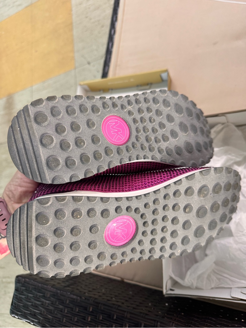 Michael Kors Pink Crystal-Embellished Slip-On Sneakers - Picture 4 of 6